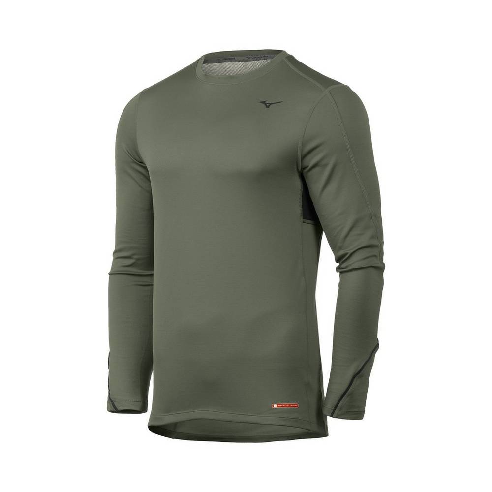 Mizuno Breath Thermo® Long Sleeve Férfi Base Layer Zöld XHK283450